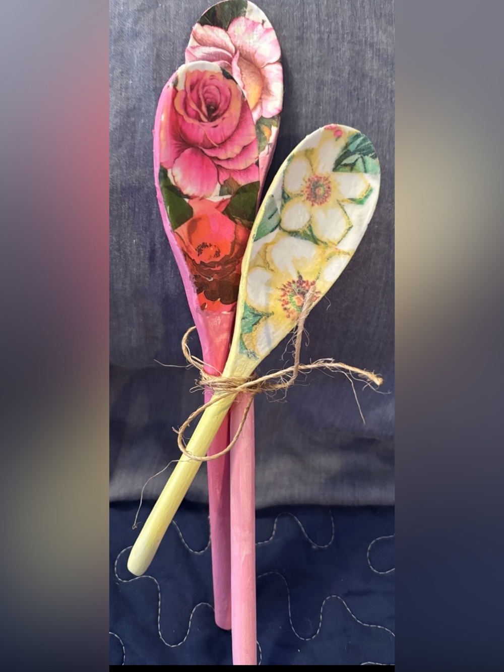 Decorative Floral wooden spoon set of 3